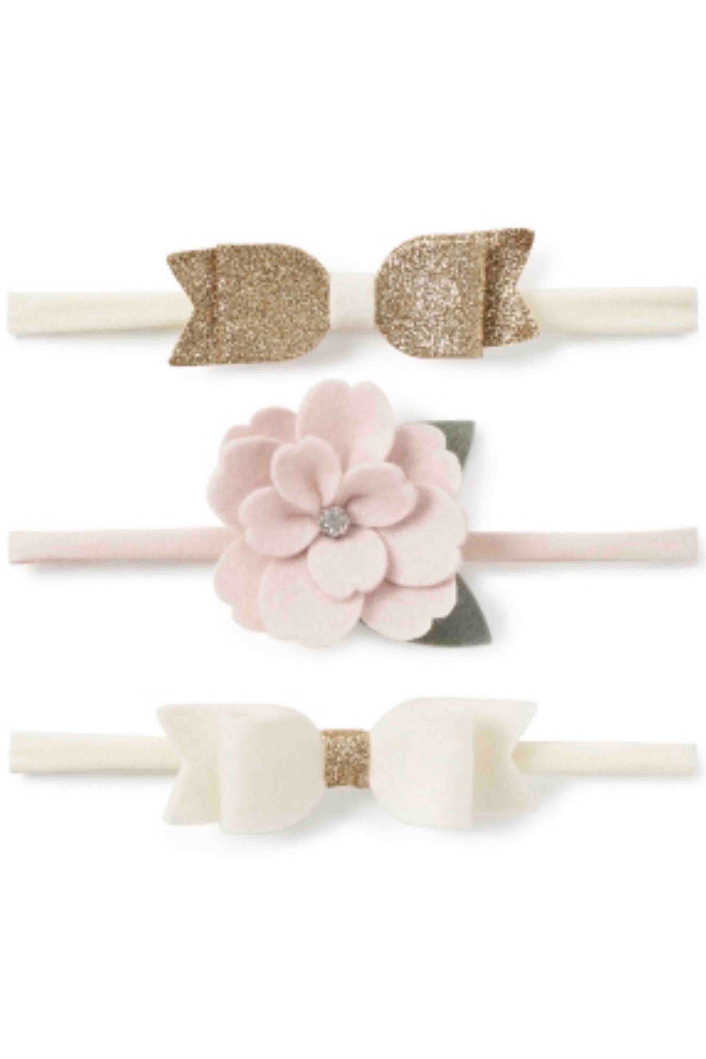 3 pack of Flowers and Bows Headbands by Elegant Baby