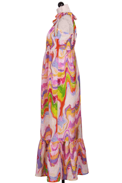 side view of Pastel Marble Abby Midi Length Dress by Marie Oliver 
