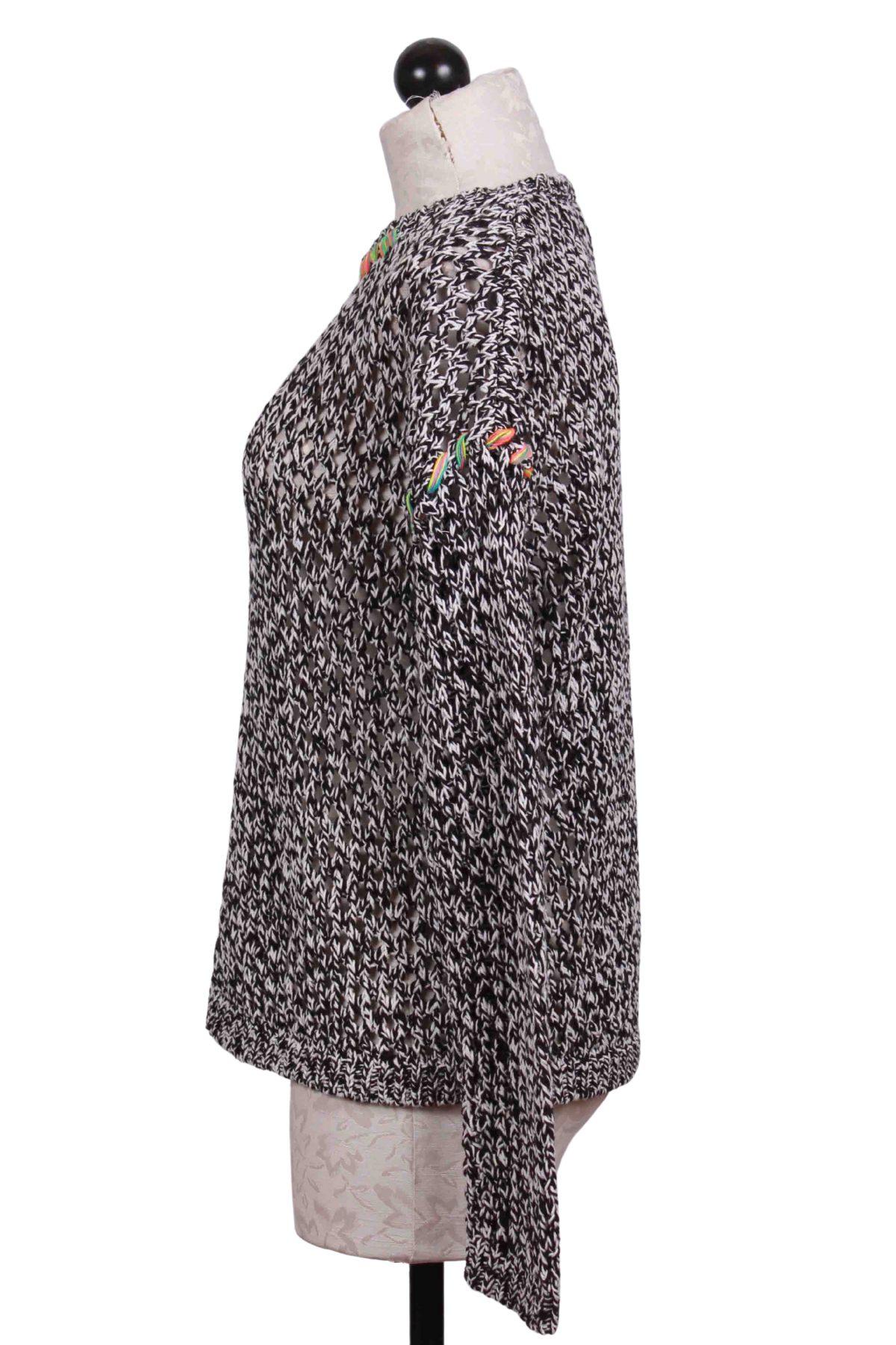side view of Black and white Twister Sweater by Lisa Todd