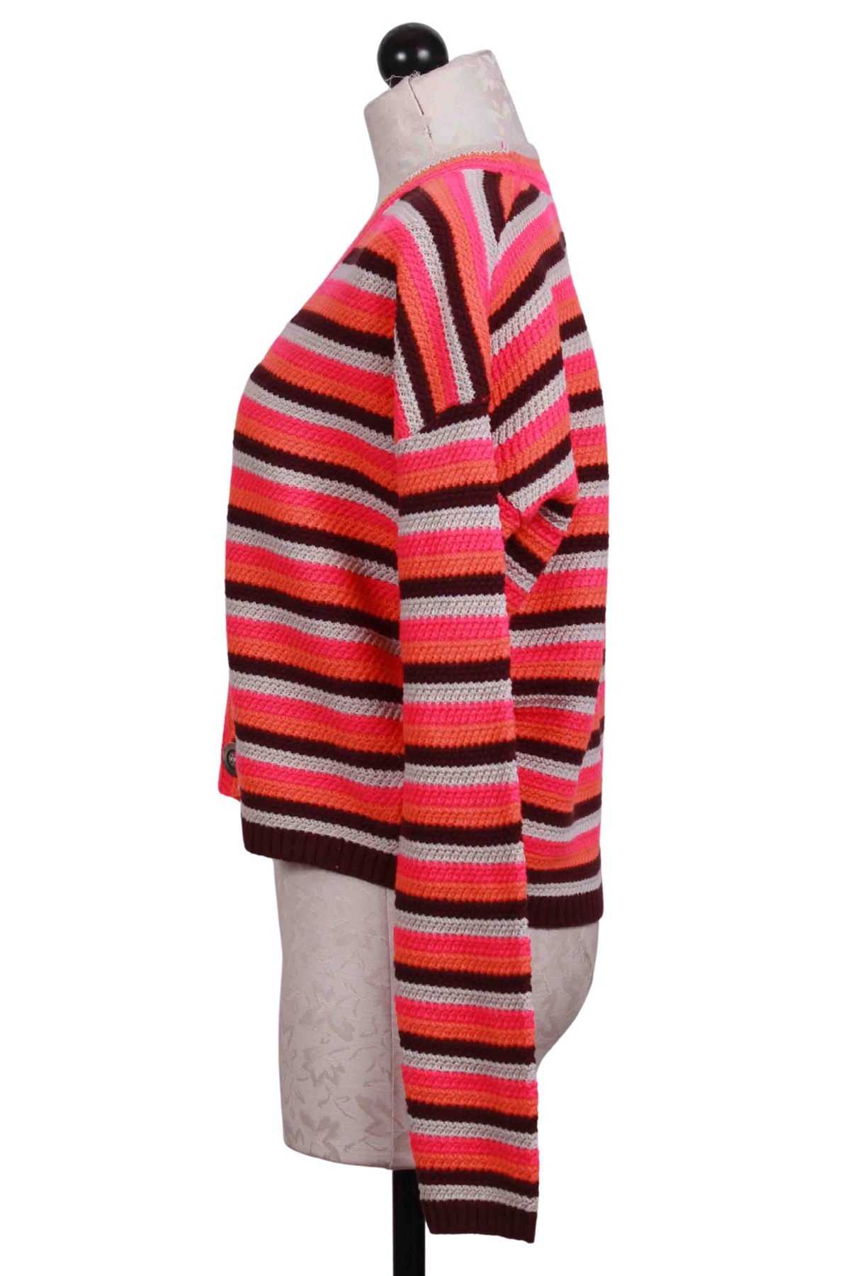 side view of Neon Striped Pop Cardi by Lisa Todd