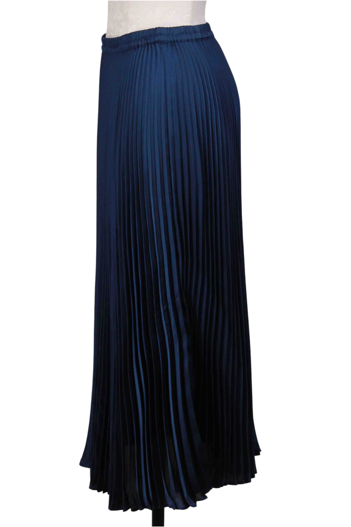 side view of Navy Mia Pleated Skirt by Caballero