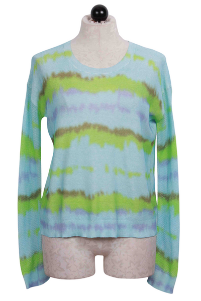 Aqua Combo Color wavy stripe Rise Above Sweater by Lisa Todd