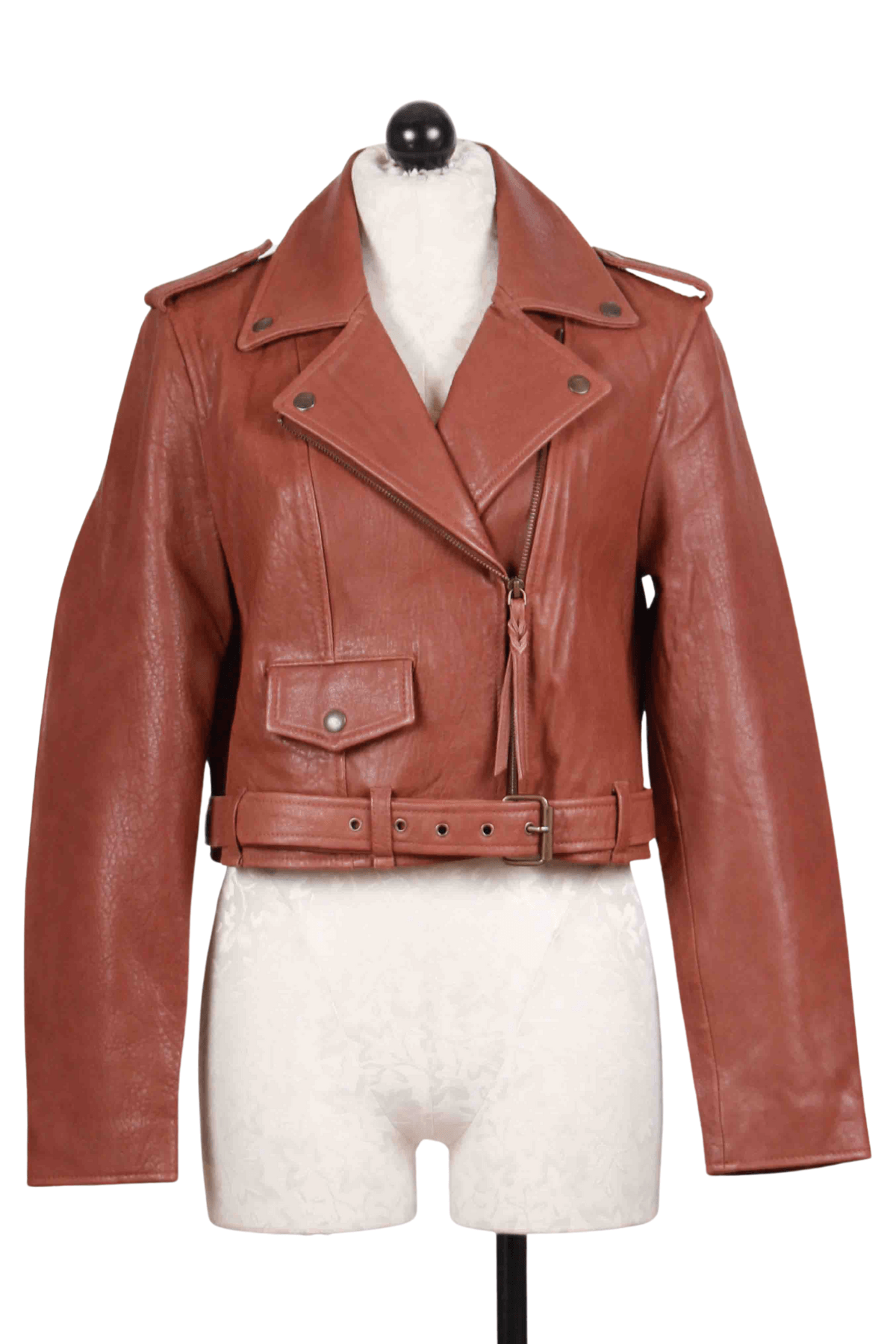 Cognac Leather Jacket by Cleobella