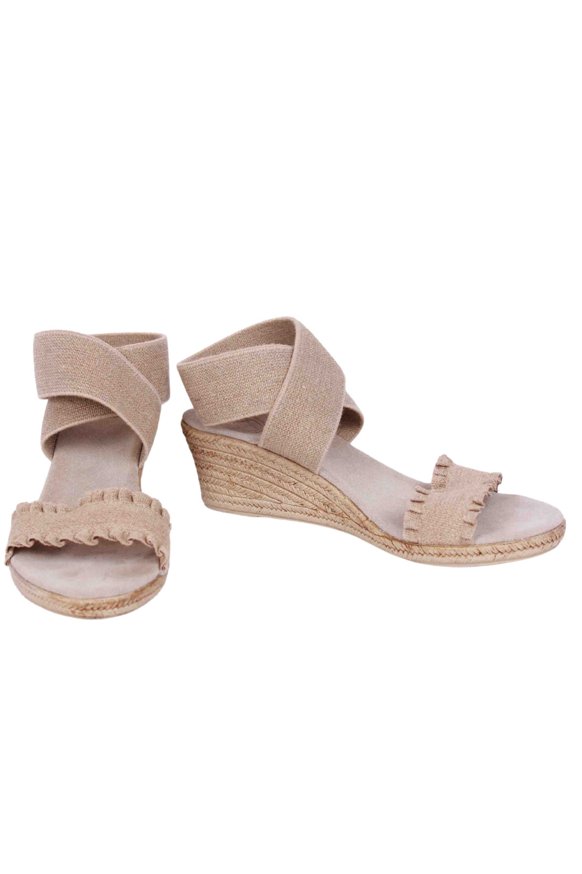 Side View of Linen Ruffle Carolina Sandal by Charleston Shoe Company