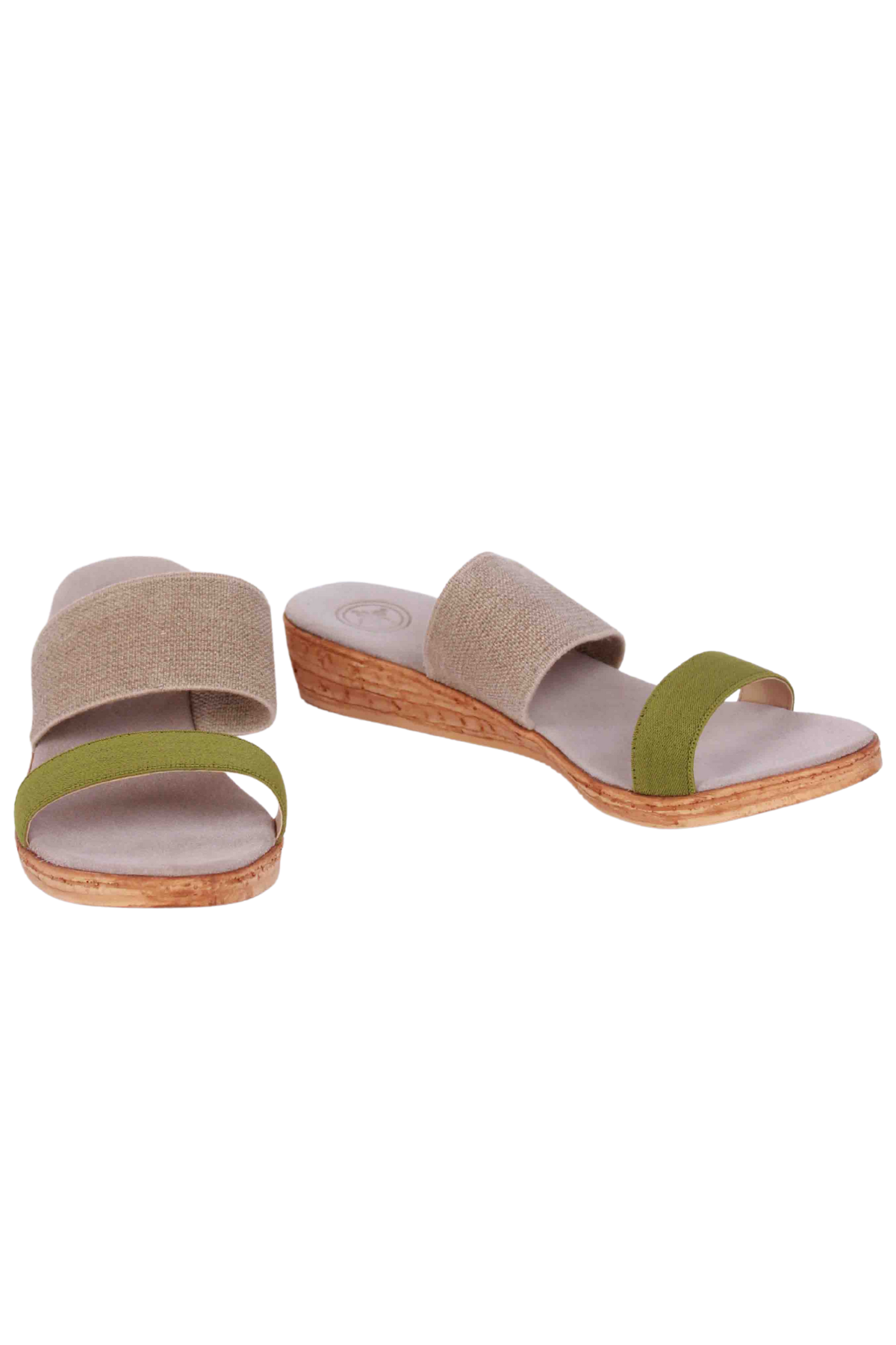 side view of Olive and Linen Cecilia Sandal by Charleston Shoe Company
