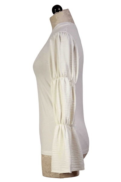 side view of white Bell Sleeve Detail Blouse by Patrizia Luca