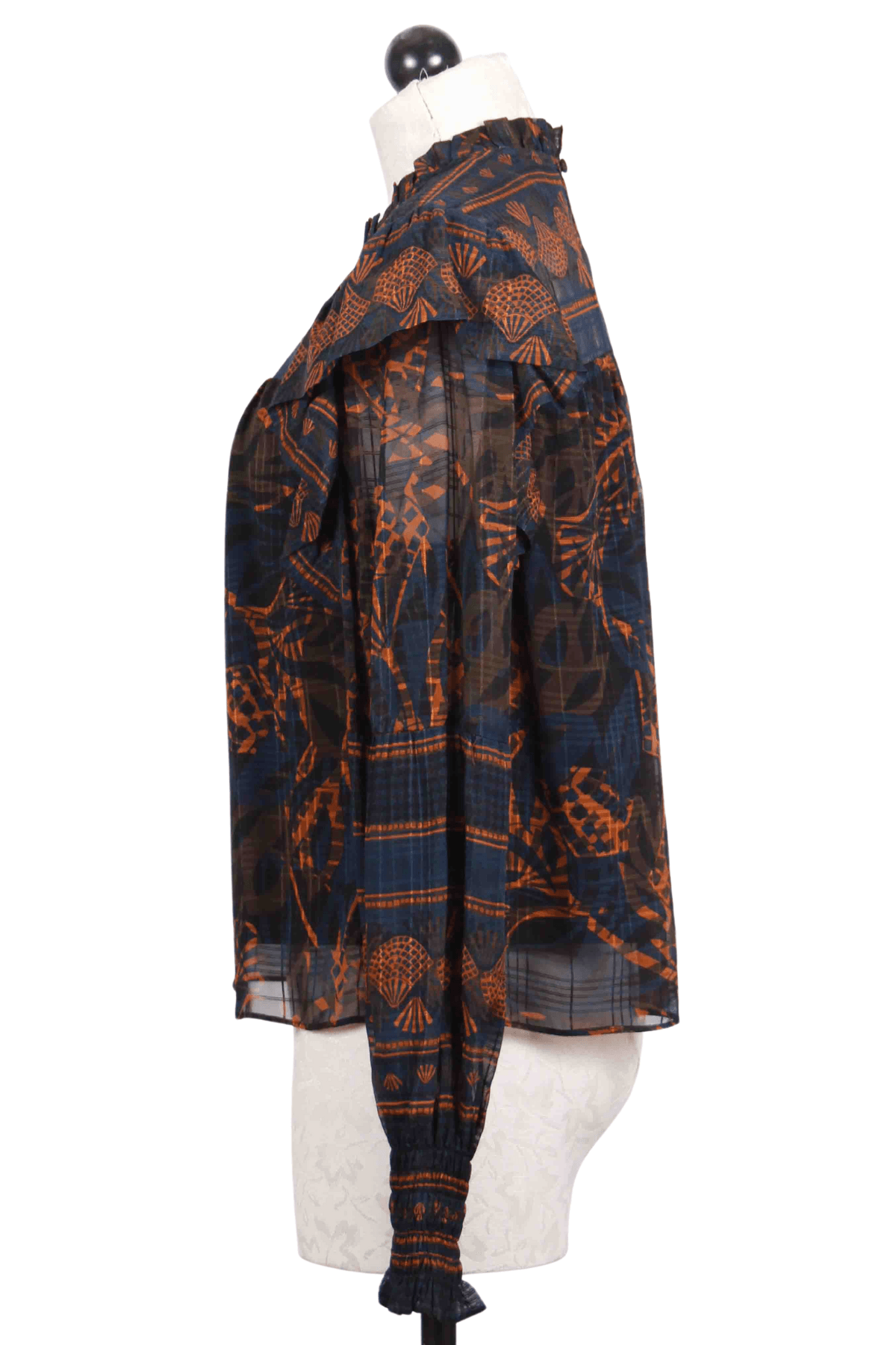 side view of Midnight Leaf Daphne Printed Blouse by Marie Oliver