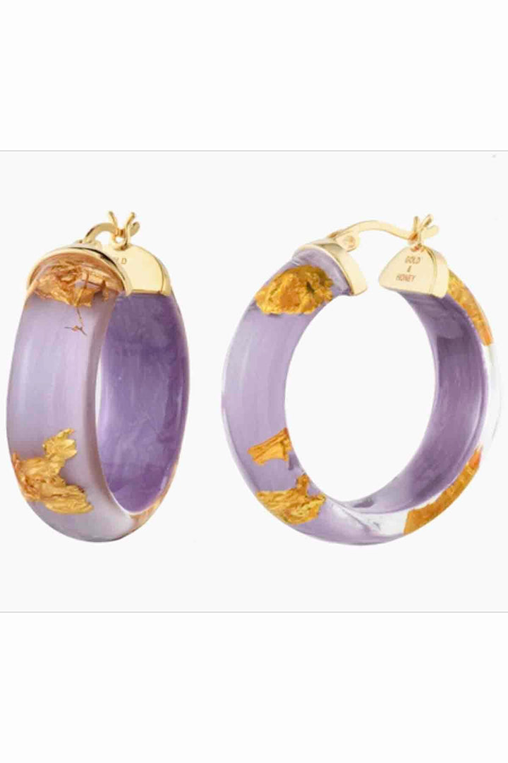 24K Gold Leaf Hoops-Gold and Honey - Inspire Me