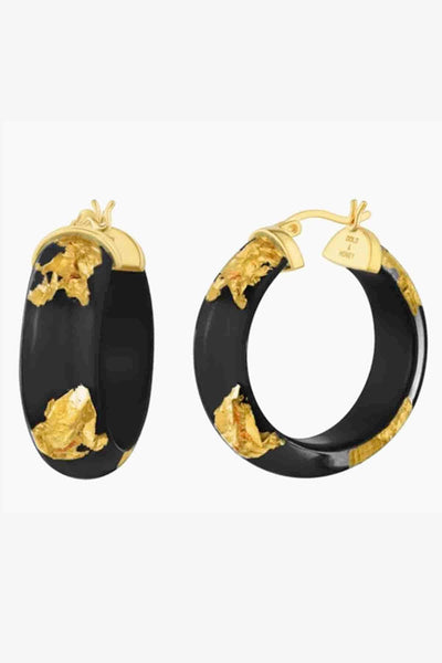 black 1.25" Hoops by Gold and Honey infused with 24K Gold Leaf