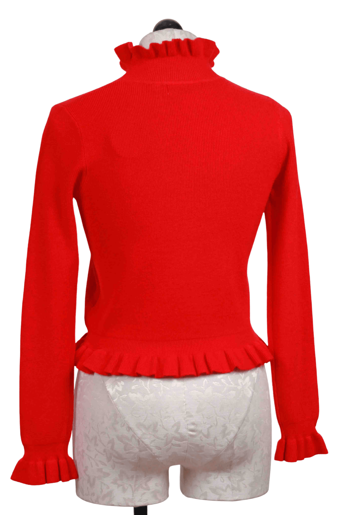 back view of red Lettuce Stitch Sweater by Patrizia Luca