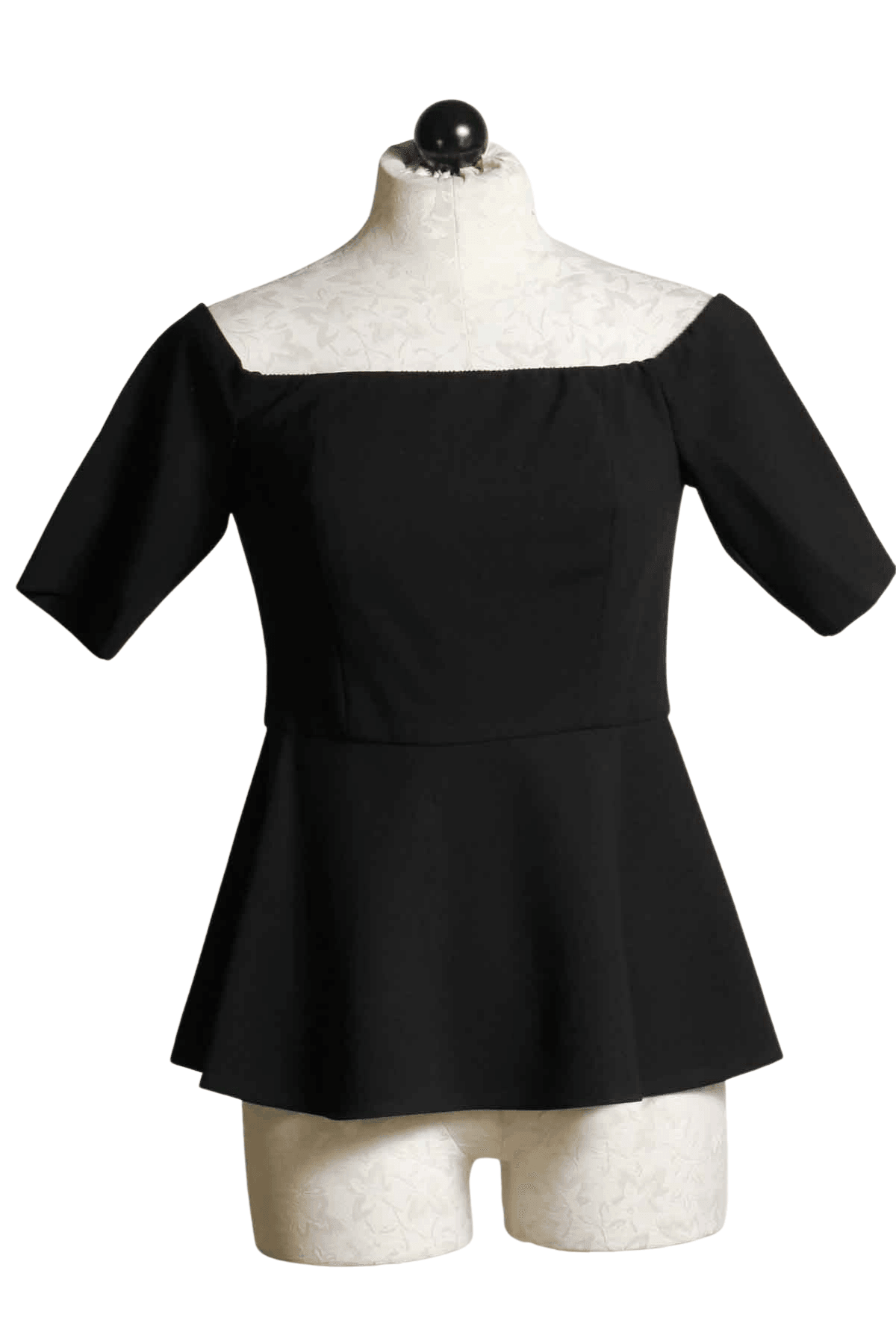 black Elegant fitted Off the shoulder Forbid Top by Trina Turk with a peplum bottom