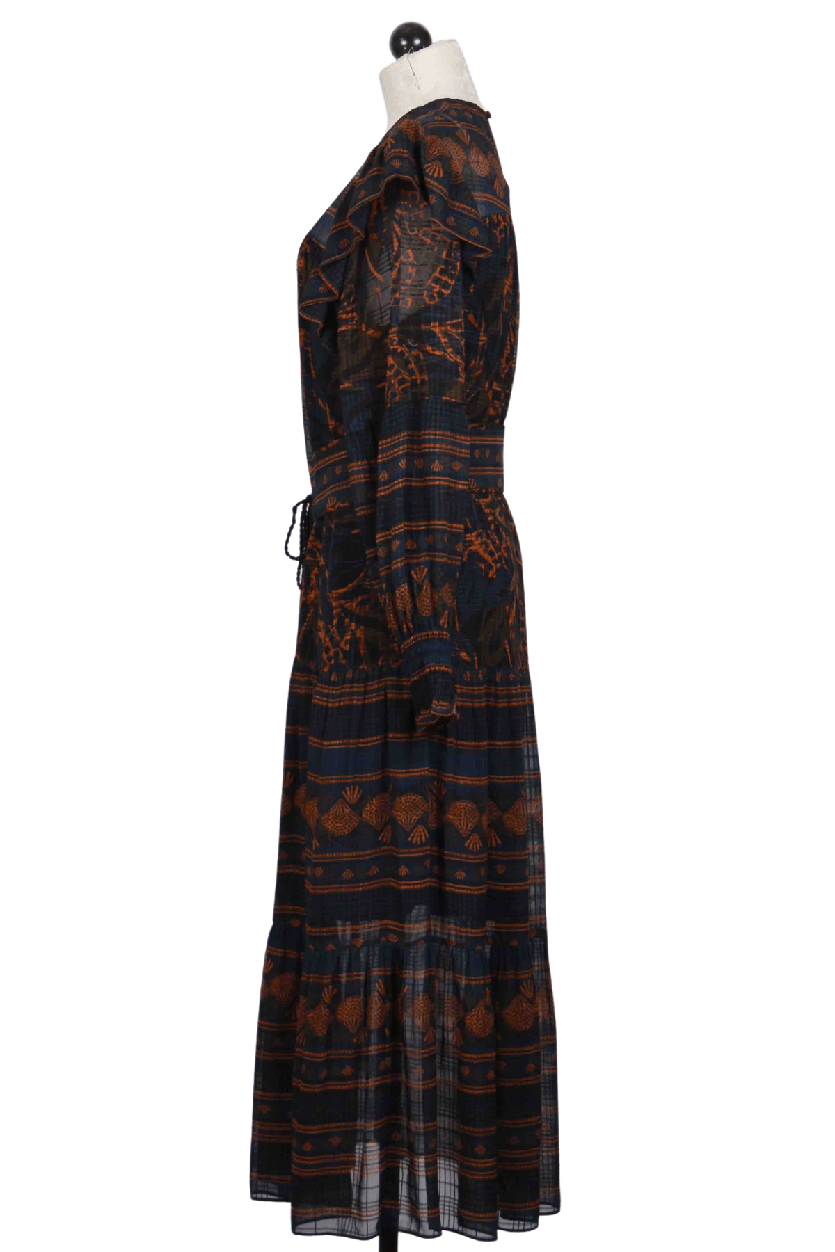 side view of Midnight Leaf Gracie Printed Dress by Marie Oliver