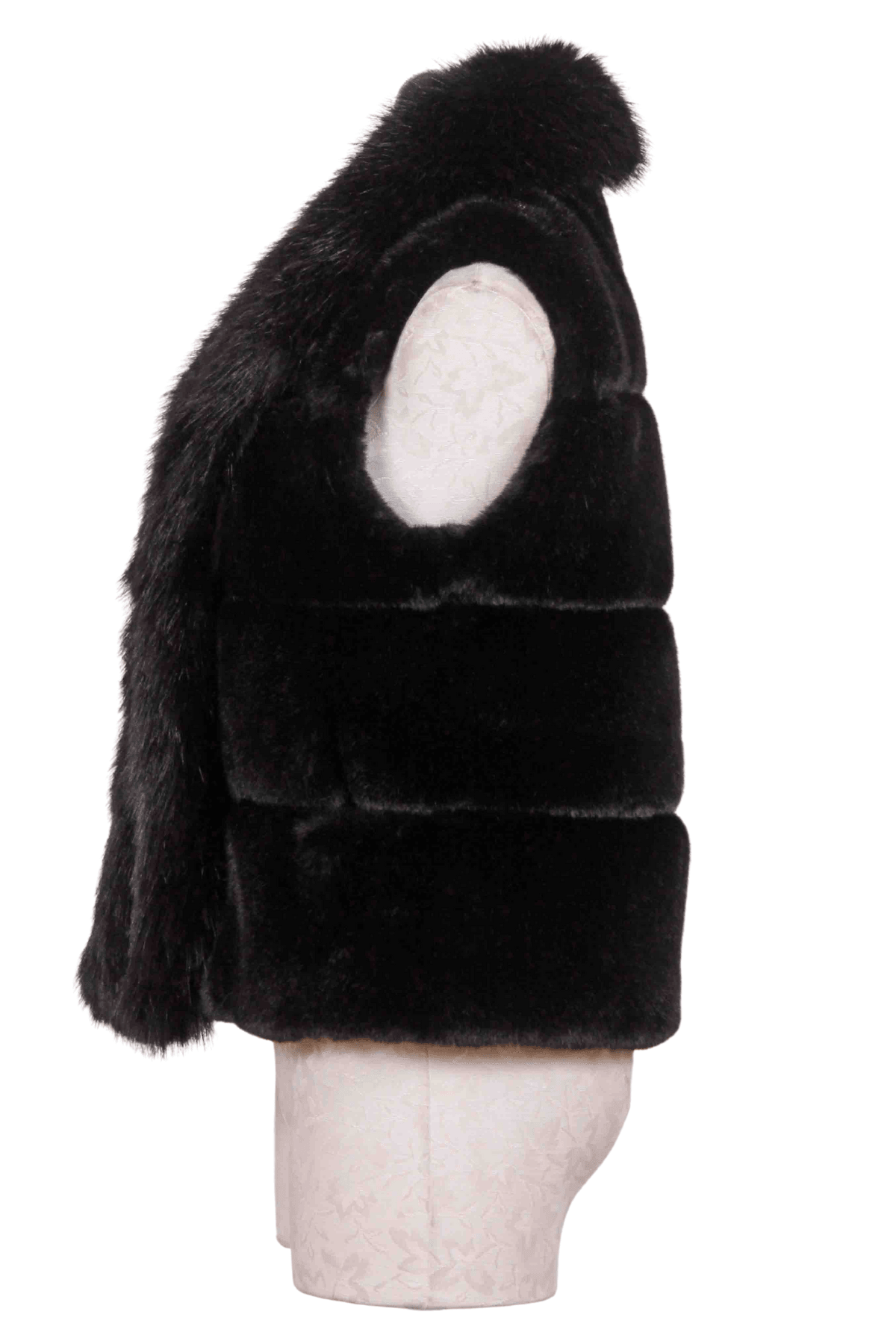 side view of Black Phoebe Faux Fur Vest by Generation Love