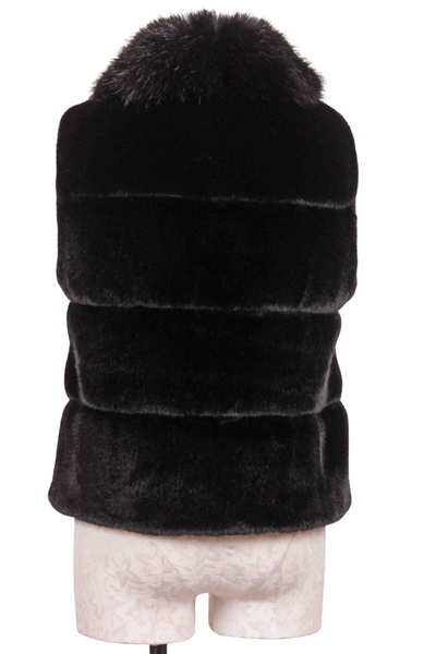 back view of Black Phoebe Faux Fur Vest by Generation Love