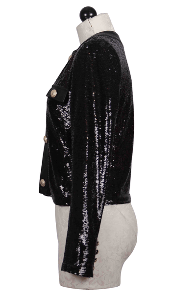 side view of black Aliana Sequin Jacket by Generation Love