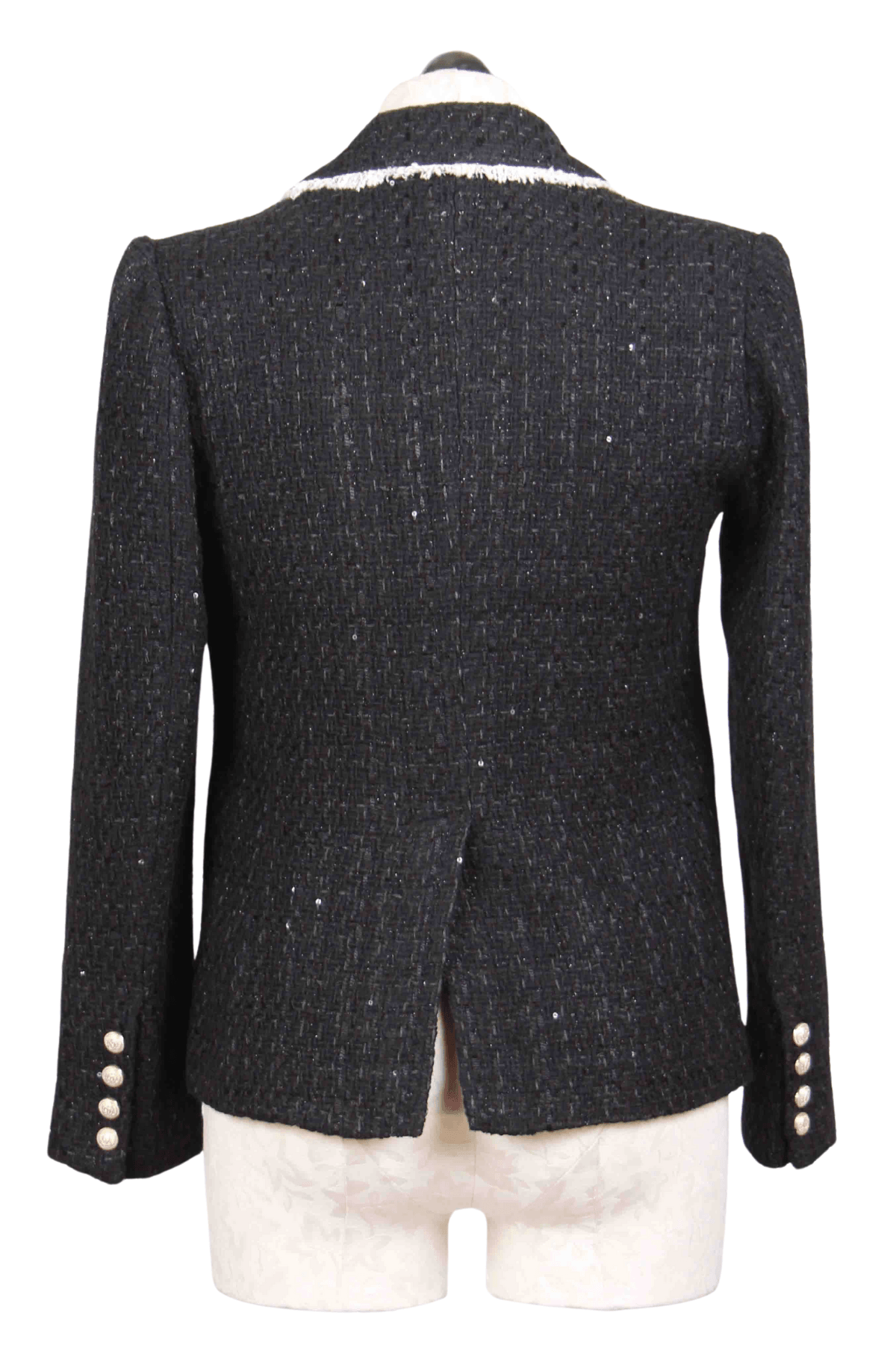 back view of black and cream Lila Tweed Blazer by Generation Love