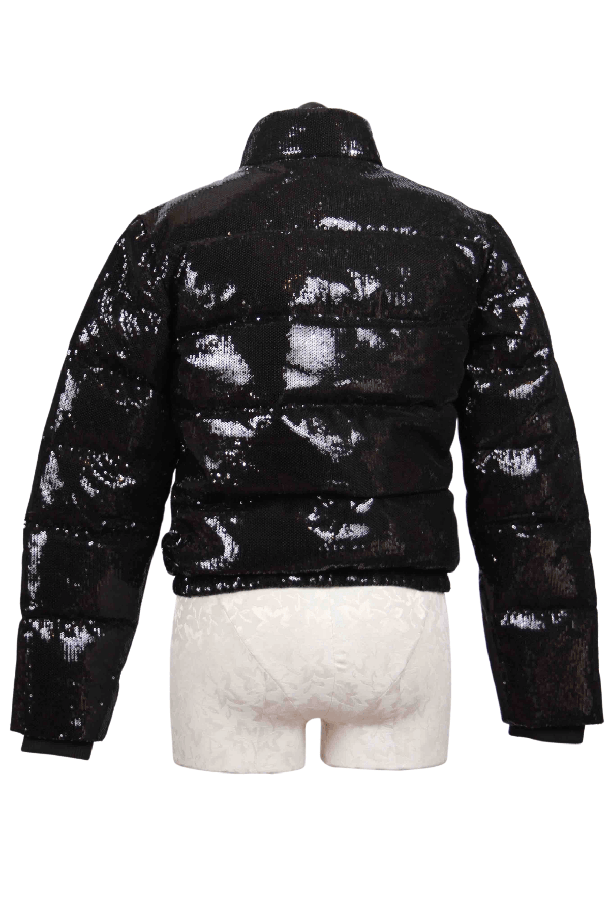 back view of black Paxton Sequin Puffer by Generation Love