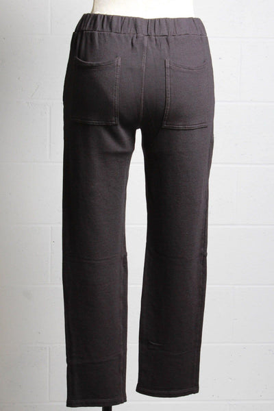 back view of comfy Monrow faded black sweats