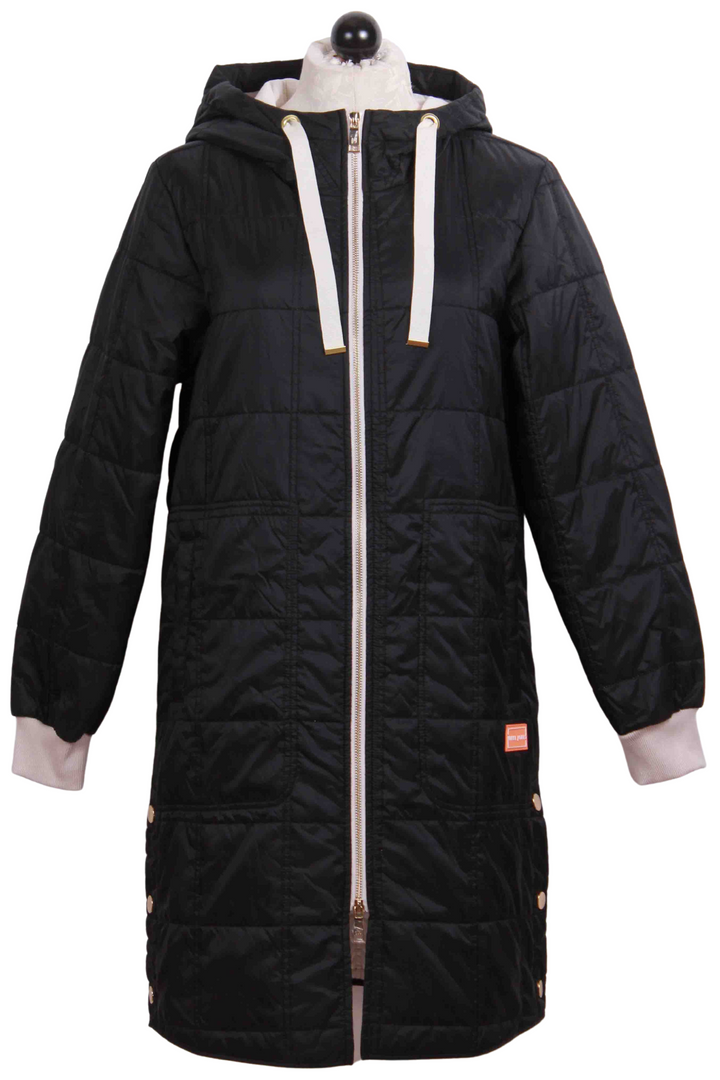 Black Hooded Quilted Leonardo Coat by Nikki Jones