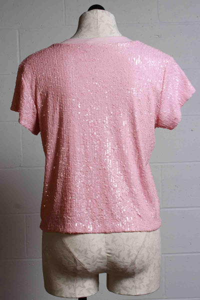 back view of Light Pink Kai Sequin Short Sleeve T Shirt by Generation Love