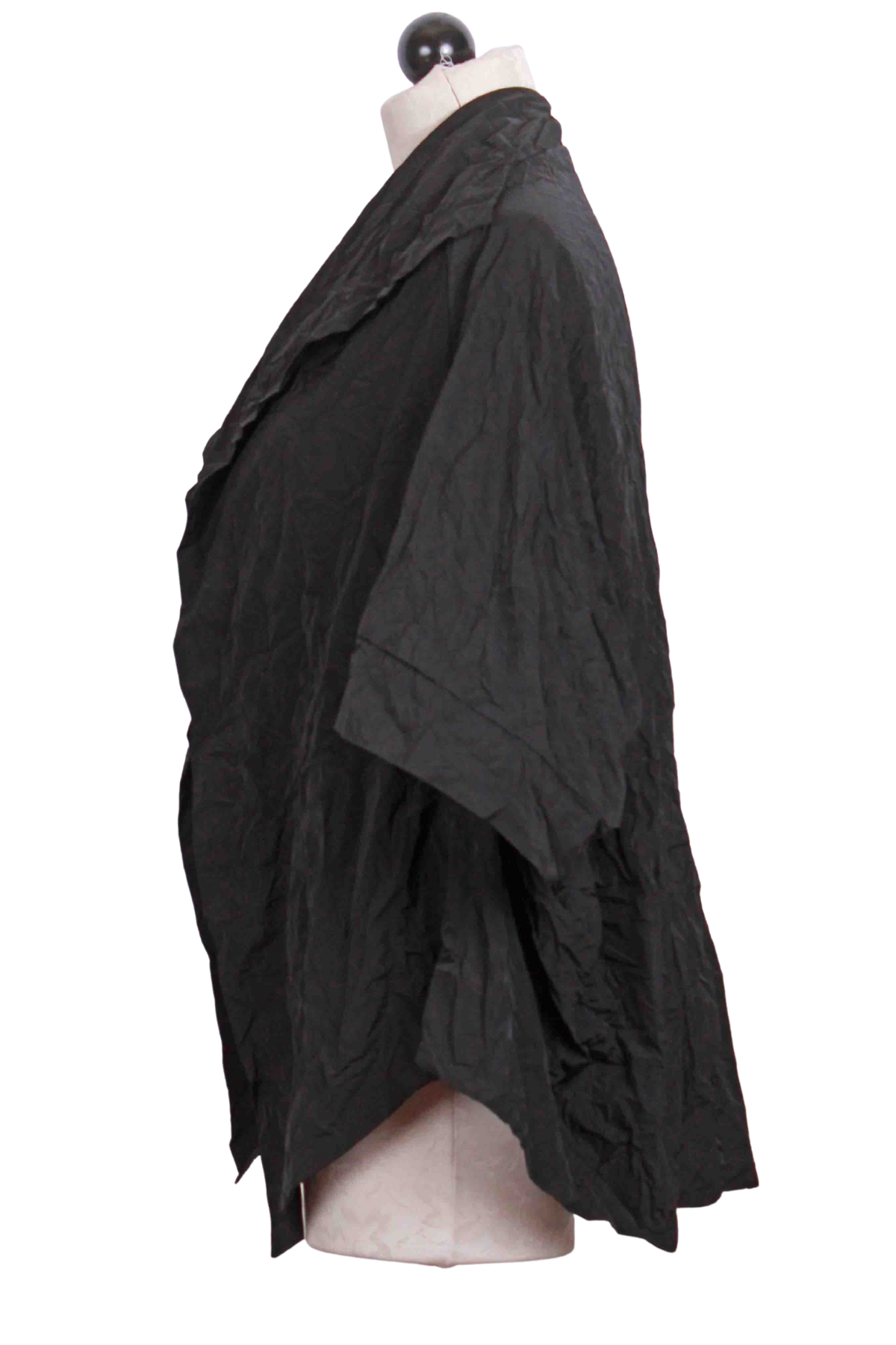 side view of black Crushed Caco Jacket by Reina Lee