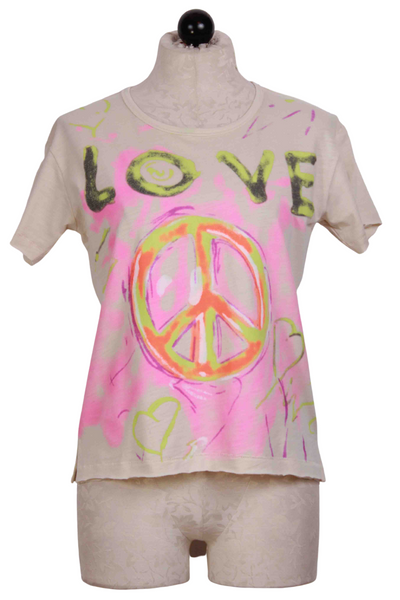 Bluff colored Peace Wins Tee by Lisa Todd
