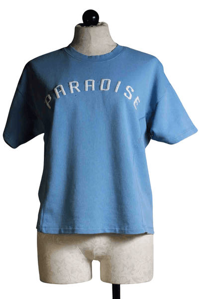 Blue Short Sleeve Rocket Beach Tee-Sweatshirt by PJ Salvage with PARADISE written across the front