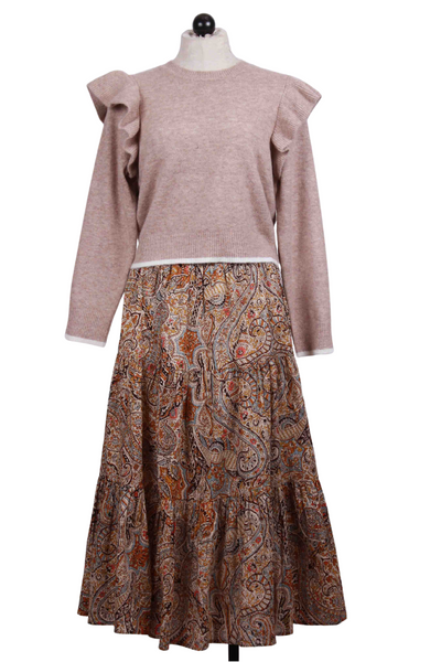 Almond Quinn Sweater by Cleobella with the Kaleidoscope Tali Midi skirt by Cleobella