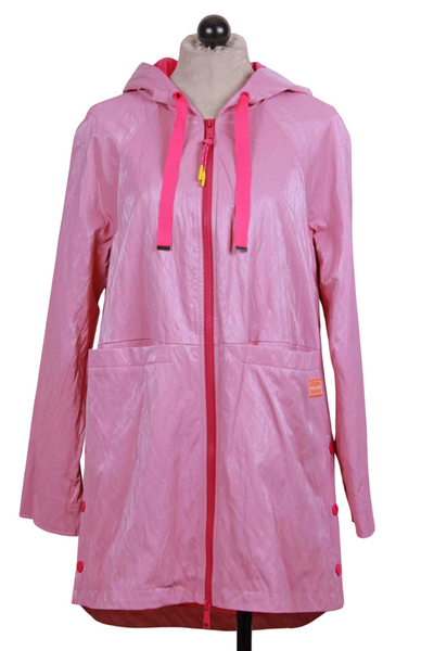 shiny Pink Hooded Jennifer Jacket by Nikki Jones
