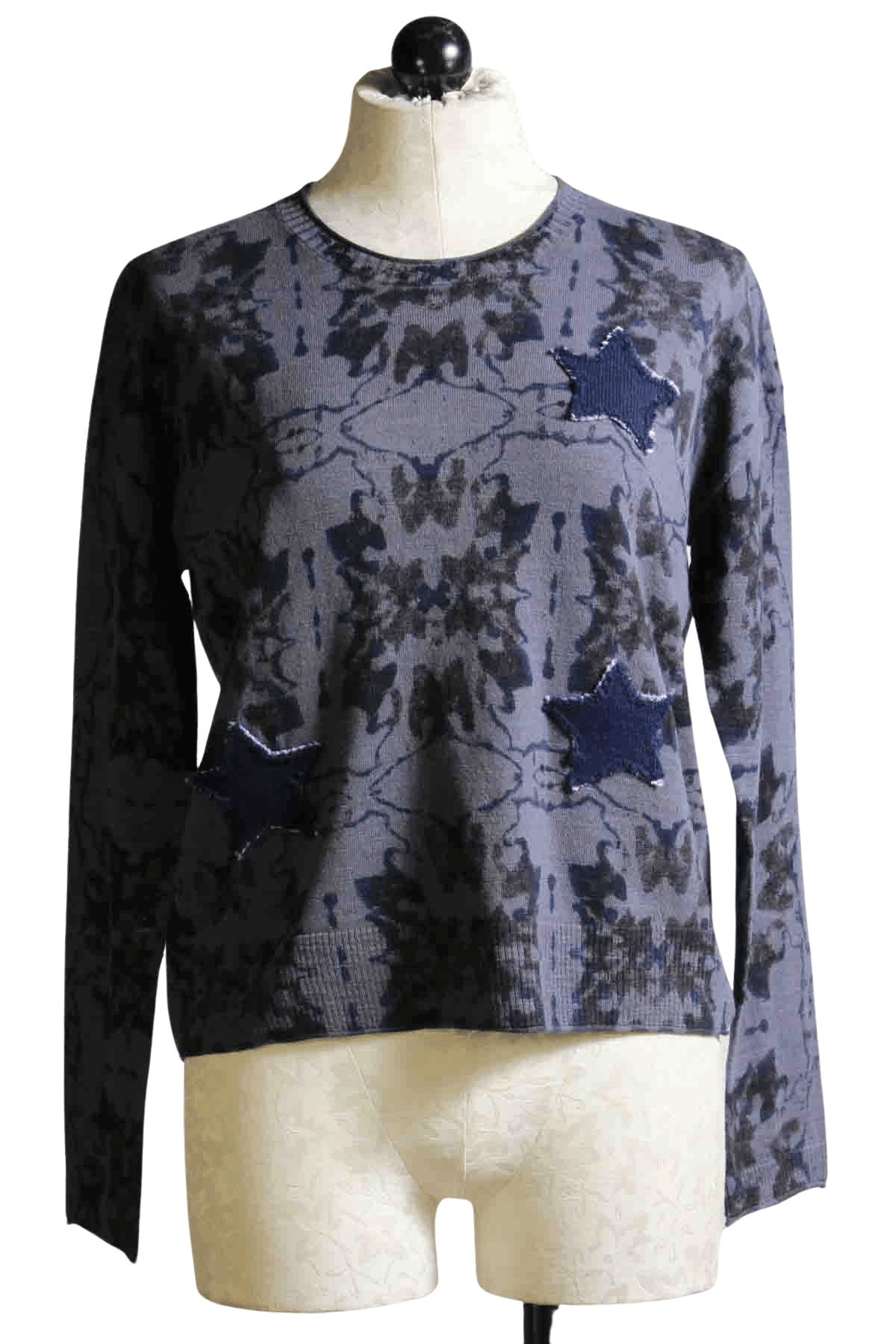 grey blue Pop Star Camo Sweater by Lisa Todd