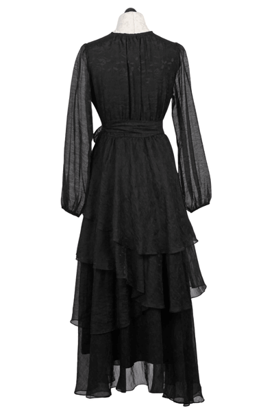 back view of black Long Sleeve Tessa Tiered Maxi Dress by Marie Oliver