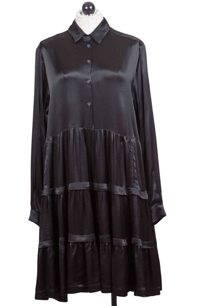 Black Tiered Satin Dress by Alembika