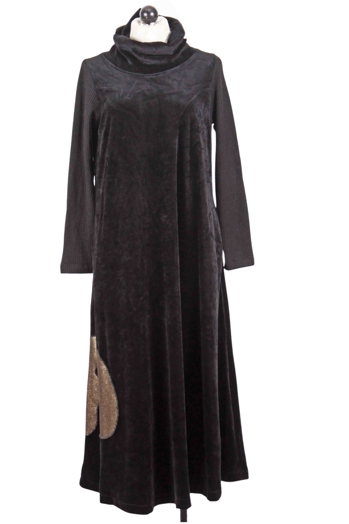 Black Cowl Neck Velvet Dress by Alembika