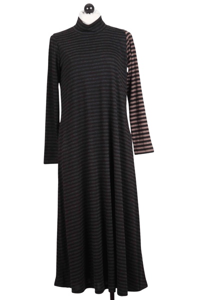 Long Sleeve Striped Ribbed Knit Dress by Alembika