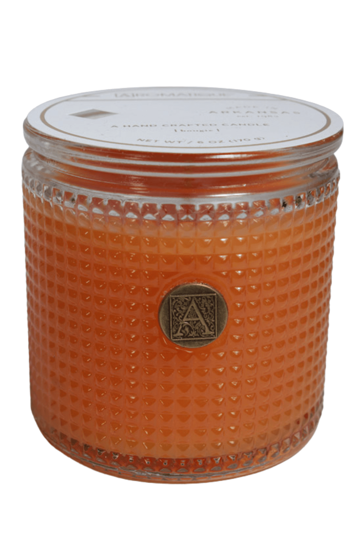 cylinder-shaped, textured glass candle in a Valencia Orange fragrance