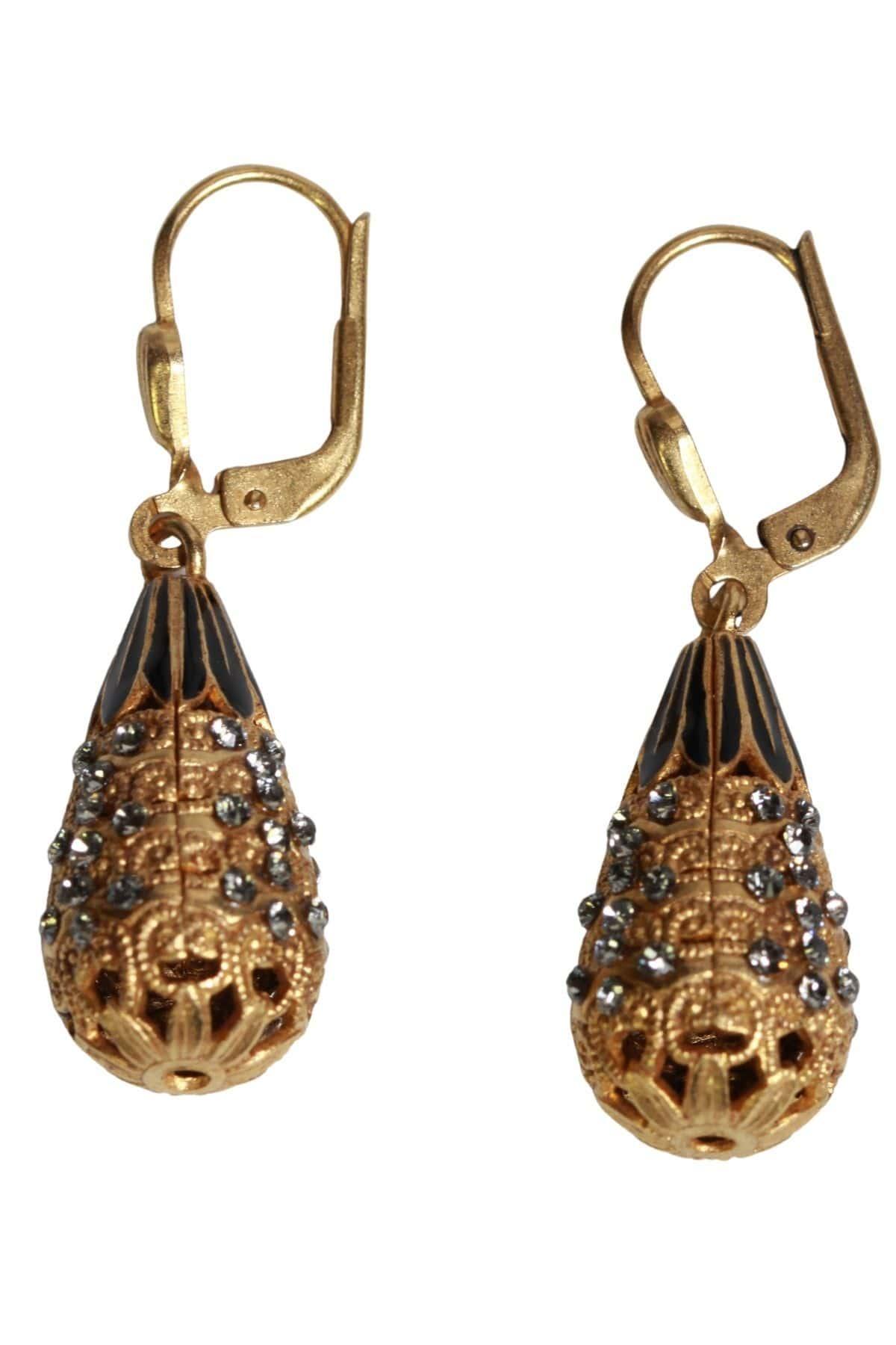 Gold filigree teardrop earrings by La Vie Parisienne