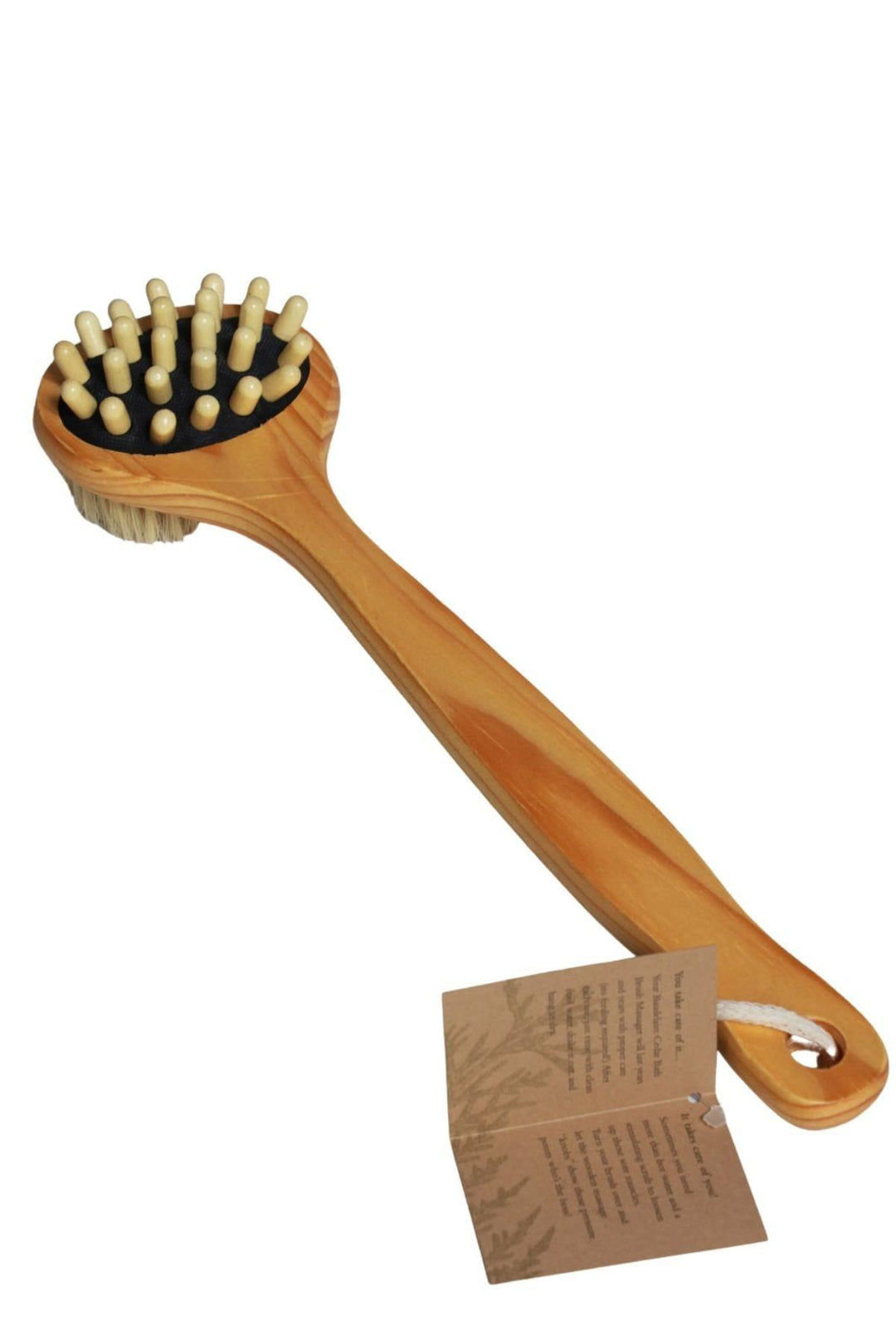 Cedar Bath Brush Massager with Long Handle