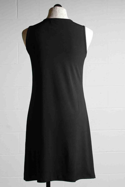 back view of Dali Dress by Kozan is a basic black tank dress