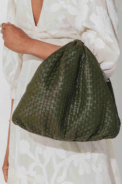 olive Hand Woven Nia Bag by Cleobella