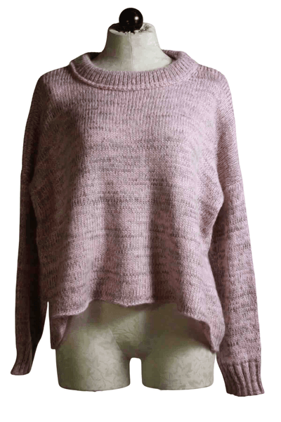 Pink Melange Cropped Thick Crew Neck Sweater by Wooden Ships