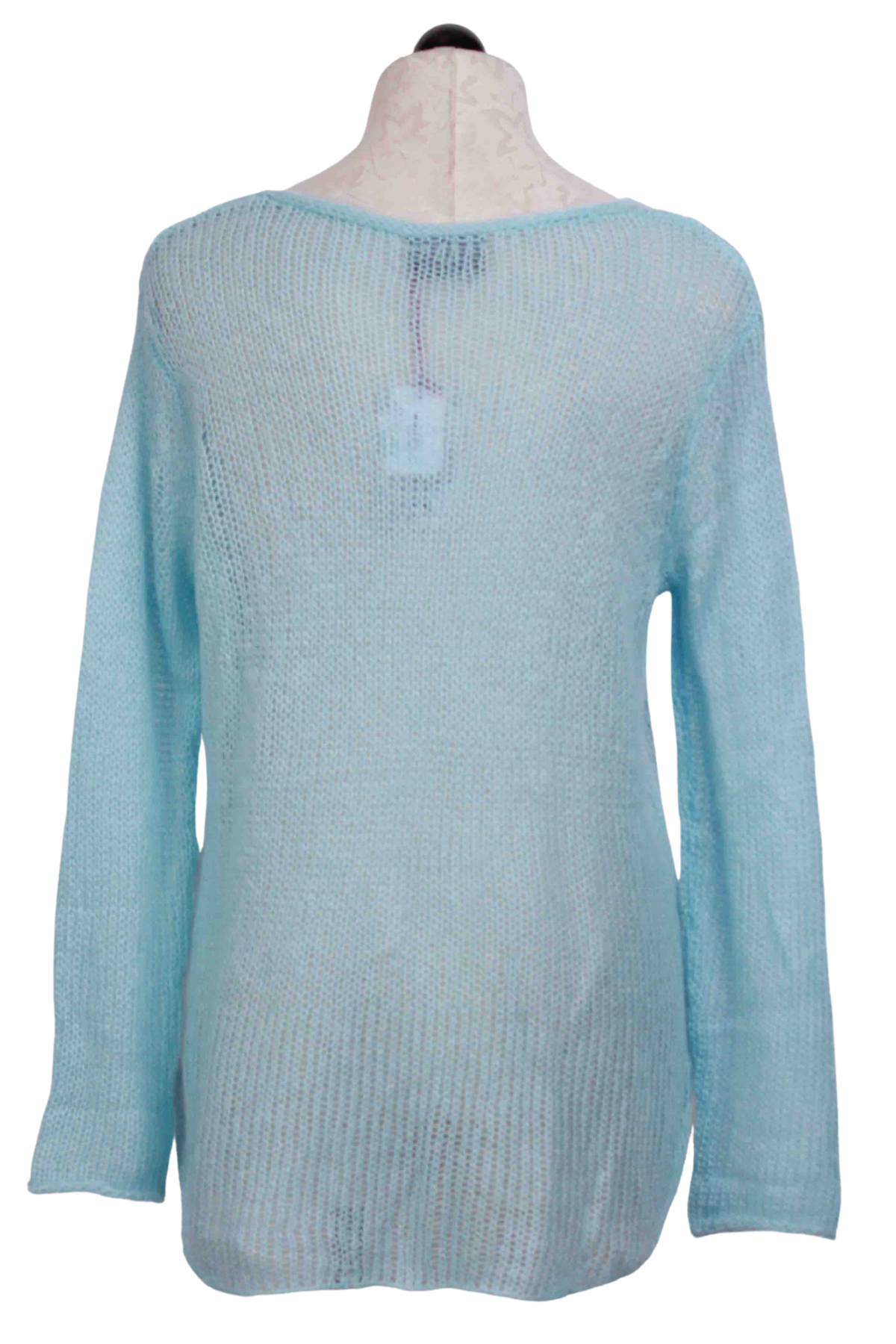 back view of Lightweight V Neck Sweater by Wooden Ships in Sky