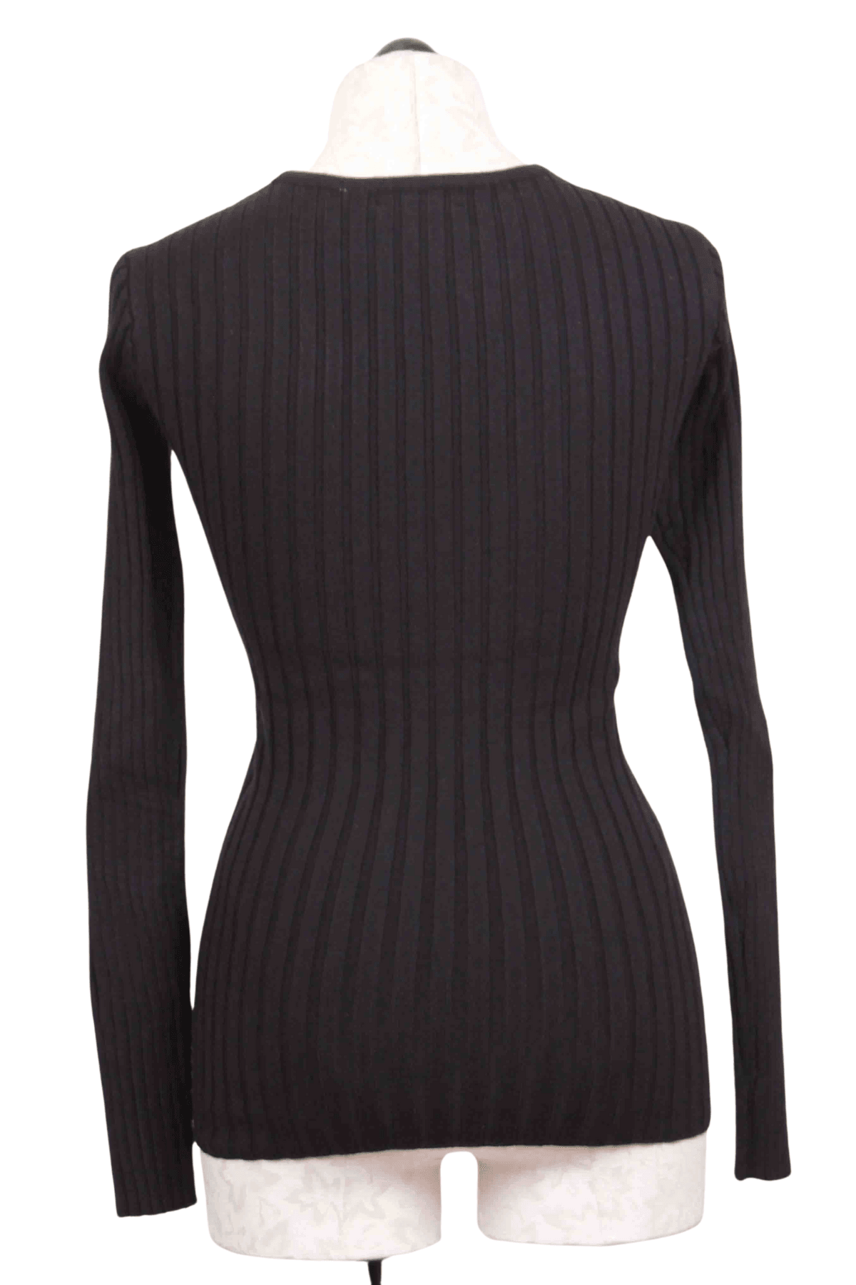 back view of black Ribbed Wrap Sweater by Patrizia Luca