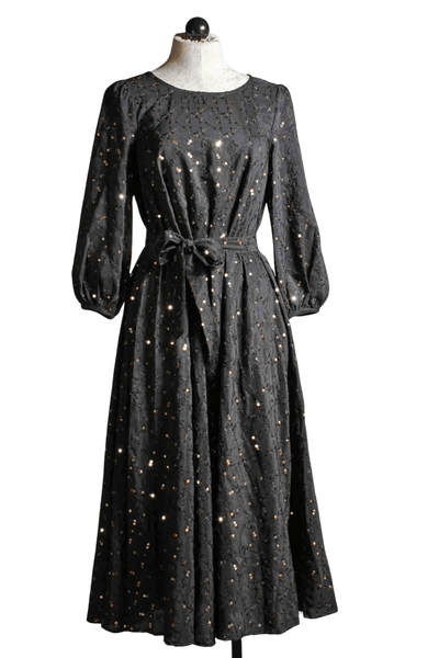Black with Gold Sequins Willow Dress by Traffic People with a Belt option