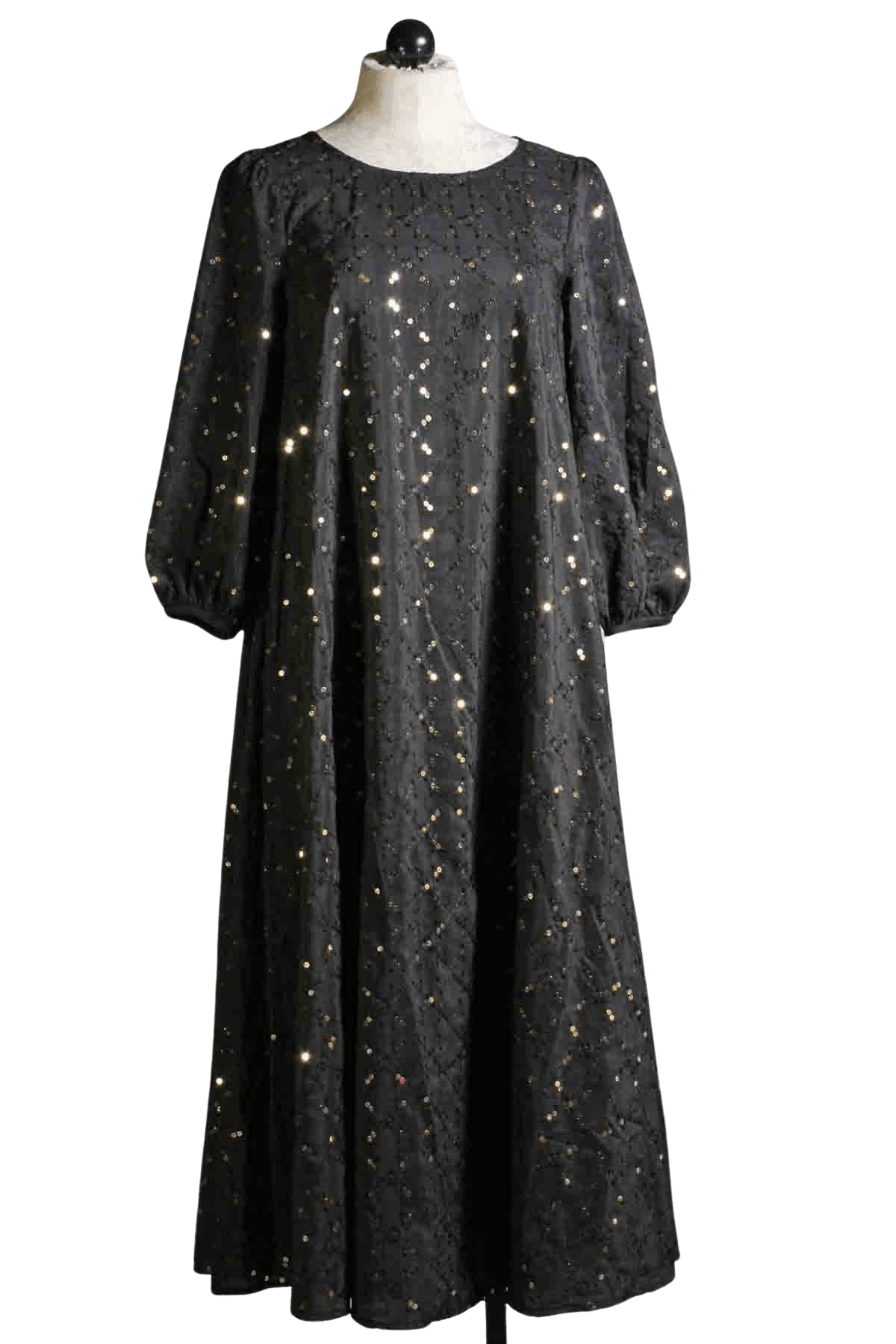 Black with Gold Sequins Willow Dress by Traffic People with a Belt option included, shown without the belt here