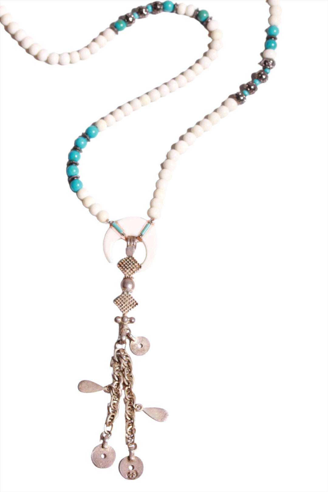 Chan Luu Tassel Necklace White Bone Mix NSZ-12067 - Inspire Me