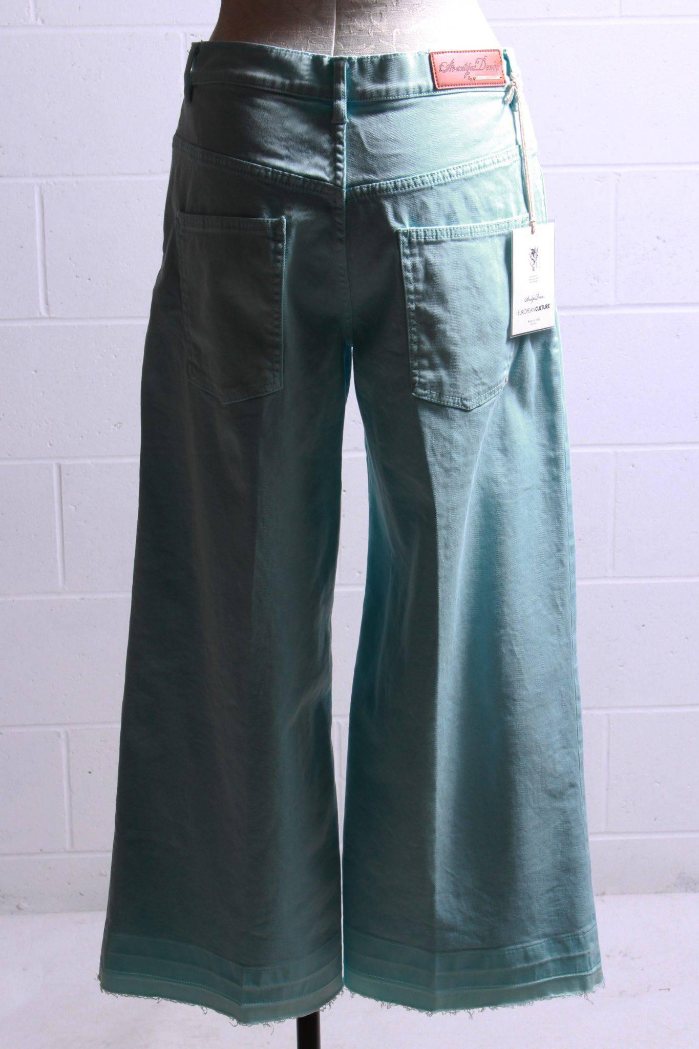European Culture Wide Leg Cropped Jean Aqua 05BU3881 - Inspire Me