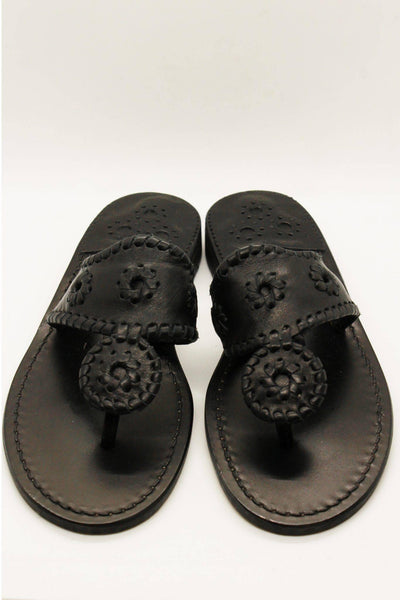 Classic style Jack Rogers Sandal in a black stained leather
