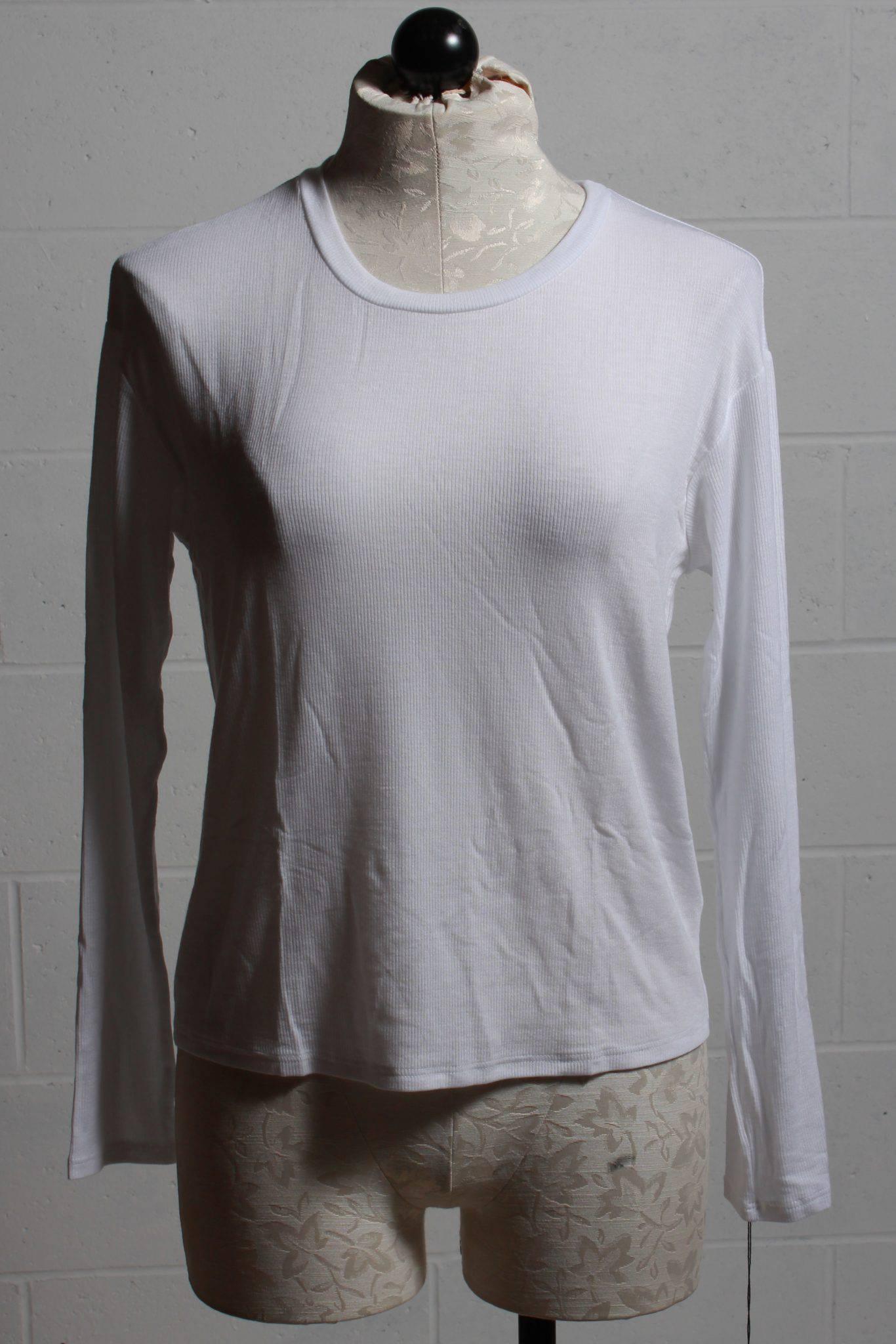 white long sleeve tee shirt in our "Favorite" Featherweight Ribbed fabric