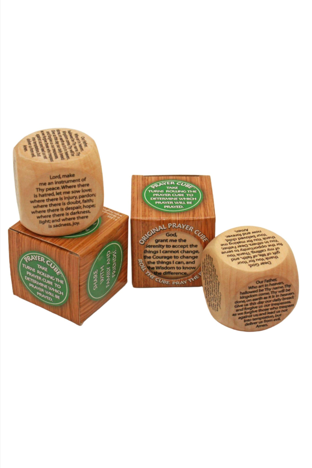 1.38" Square Prayer Cubes have six different prayers to roll and pray the prayer